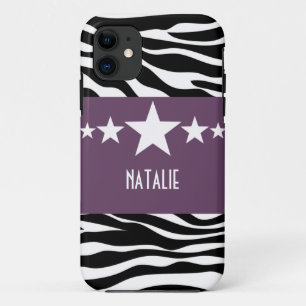 Paarse Sassy Star Zebra BT iPhone 5 Hoesje
