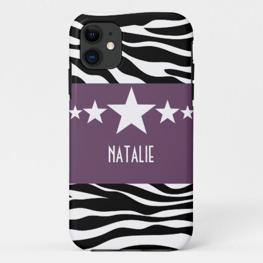 Paarse Sassy Star Zebra BT iPhone 5 Hoesje (Achterkant)