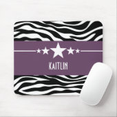 Paarse Sassy Star Zebra Mousepad Muismat (Met muis)