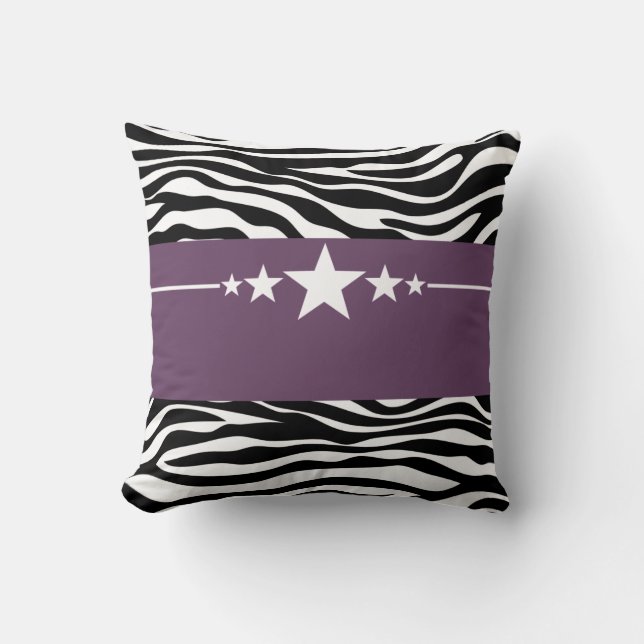 Paarse Sassy Star Zebra Pillow Kussen (Voorkant)