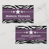Paarse Sassy Star Zebra Print Visitekaartje (Voorkant / Achterkant)