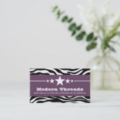 Paarse Sassy Star Zebra Print Visitekaartje (Staand voorkant)