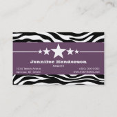 Paarse Sassy Star Zebra Print Visitekaartje (Achterkant)