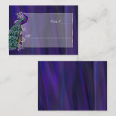 Paarse Satijn en Peacocok Wedding Place Card Plaatskaartje (Voorkant / Achterkant)