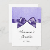 Paarse satijnen lint Sla de datum op Aankondigingskaart (Voorkant / Achterkant)