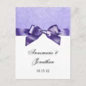 Paarse satijnen lint Sla de datum op Aankondigingskaart (Voorkant)