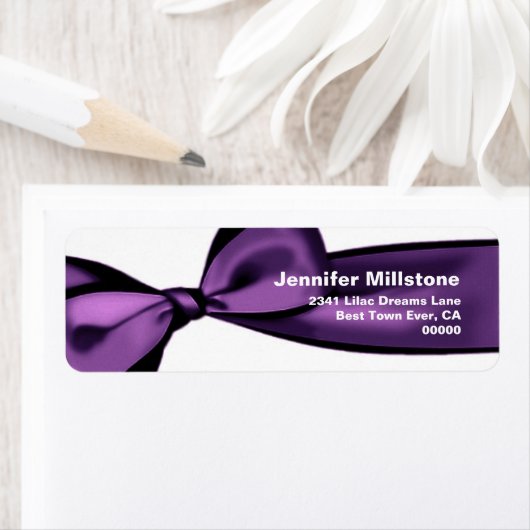 PAARSE satijnen strik bruiloft retour adres label (Insitu)