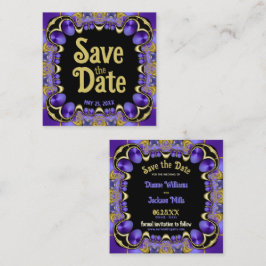 Paarse Satin en Gold Save the Date Cards Vierkante Visitekaartje