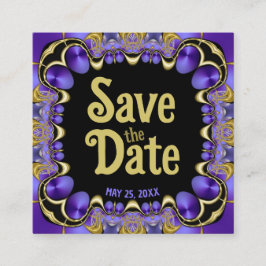 Paarse Satin en Gold Save the Date Cards Vierkante Visitekaartje