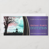 Paarse Satin Gothic Dark Theme Party Invitations Kaart (Voorkant)