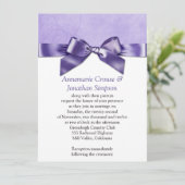 Paarse Satin Ribbon Wedding Kaart (Staand voorkant)