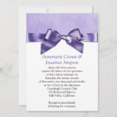 Paarse Satin Ribbon Wedding Kaart (Voorkant)