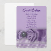 Paarse Satin Sweet Sixteen Verjaardagsfeest Kaart (Voorkant / Achterkant)