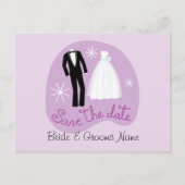 Paarse save the date Briefkaart (Voorkant)