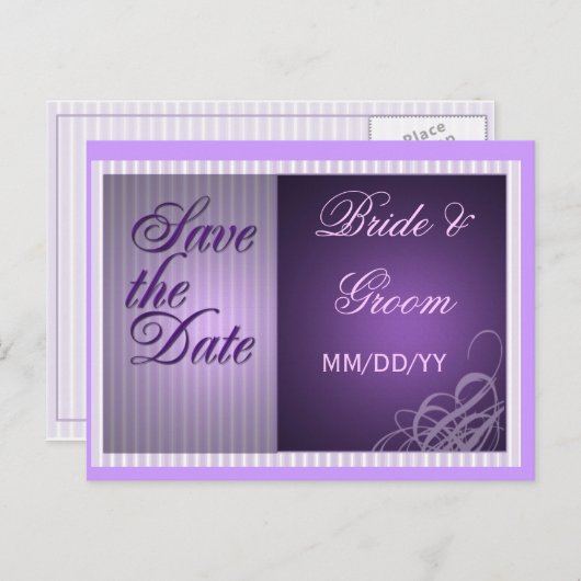Paarse save the date kaart (Voorkant / Achterkant)