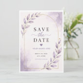 Paarse Save the Date Kaart (Staand voorkant)