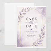 Paarse Save the Date Kaart (Voorkant / Achterkant)