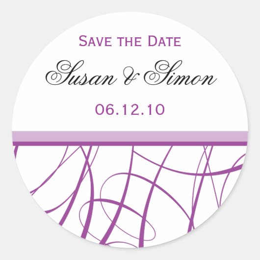 Paarse Save the Date Sticker (Voorkant)
