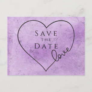 Paarse Save The Date Trouw Hart Verloving Briefkaart