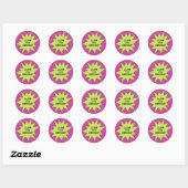 Paarse Save the Day Superhero Aangepaste Verjaarda Ronde Sticker (Vel)