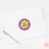 Paarse Save the Day Superhero Aangepaste Verjaarda Ronde Sticker (Envelop)