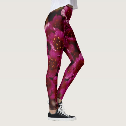 Paarse saxifrage Wilde-bloempitaan Leggings (Rechts)