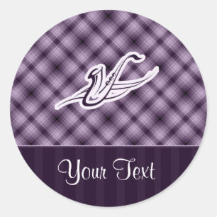 Paarse saxofone ronde sticker