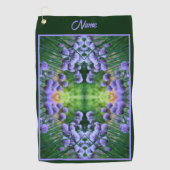 Paarse Scallion Abstract Flowers gepersonaliseerd Golfhanddoek (Voorkant)