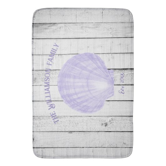 Paarse  Scallop Shell Bath Mat (Voorkant Verticaal)