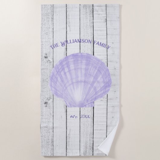 Paarse  Scallop Shell Beach Towel Strandlaken (Voorkant)