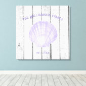 Paarse  Scallop Shell Canvas Print (Insitu (Houten vloer))