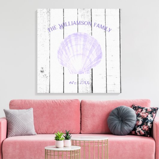 Paarse  Scallop Shell Canvas Print (Insitu (Woonkamer))
