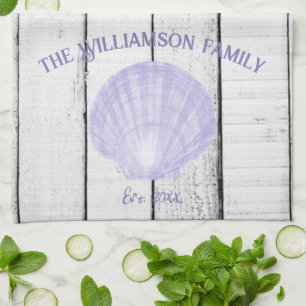 Paarse Scallop Shell Kitchen Towel Theedoek