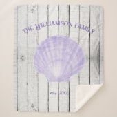 Paarse  Scallop Shell Sherpa Blanket Sherpa Deken (Voorkant)