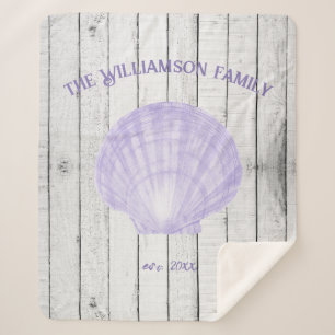 Paarse  Scallop Shell Sherpa Blanket Sherpa Deken