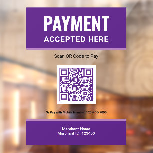 Paarse Scan om te betalen QR-code zakelijke betali Raamsticker