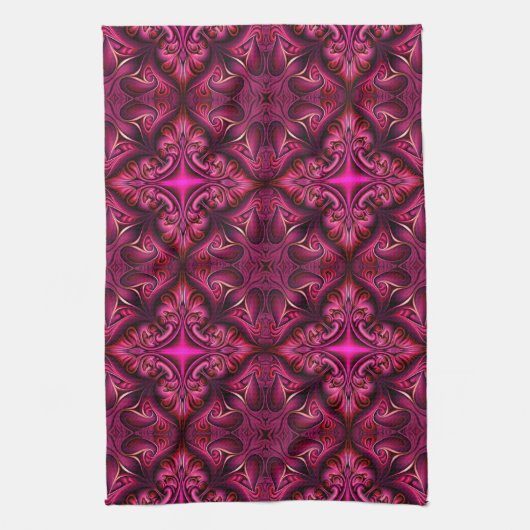 Paarse Scarlet Patterned Keuken Handdoek (Verticaal)