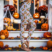 Paarse schaakbord Cherry Pumpkins Pattern Leggings
