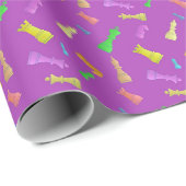 Paarse schaakstukken cadeaupapier (Rol Hoek)