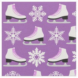 Paarse Schaatsen en sneeuwvlokken voor kerstmis Stof