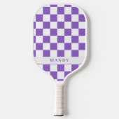 Paarse Schachbrett Aangepaste Naam Pickleball Padd Paddle (Achterkant)