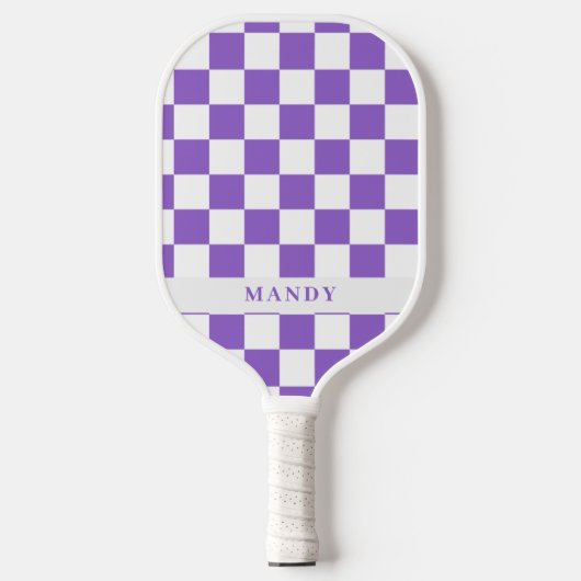 Paarse Schachbrett Aangepaste Naam Pickleball Padd Paddle (Voorkant)