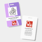 Paarse Schaduwen Witte Golf Foto Sjabloon Personee Badge (Voor- en achterkant)