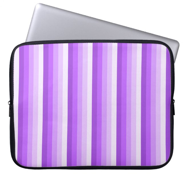 Paarse schaduwstrepen laptop sleeve (Voorkant)