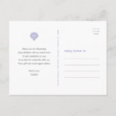 Paarse schattig lief lam, Baby shower dank u Briefkaart (Achterkant)