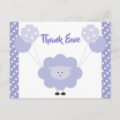 Paarse schattig lief lam, Baby shower dank u Briefkaart (Voorkant)