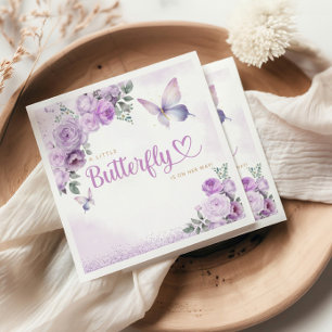 Paarse schattige een kleine vlinder meisje baby sh servet