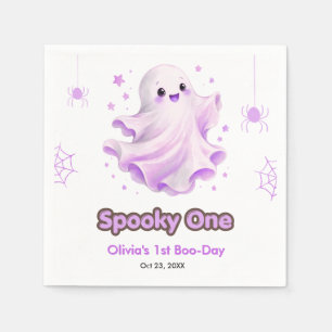 Paarse Schattige Geest Spoken Een Halloween 1e Ver Servet