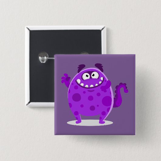 Paarse Schattige monster Vierkante Button 5,1 Cm (Voorkant /achterkant)