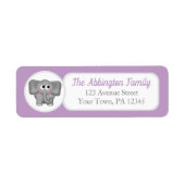 Paarse Schattige olifantenAdresetiketten Etiket (Voorkant)
